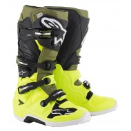 OFFER ALPINESTARS TECH 7 BOOTS YELLOW FLUO / MILITARY GREEN / BLACK COLOUR