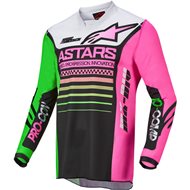 ALPINESTARS YOUTH KIDS RACER COMPASS JERSEY COLOUR BLACK / GREEN NEON / PINK FLUO